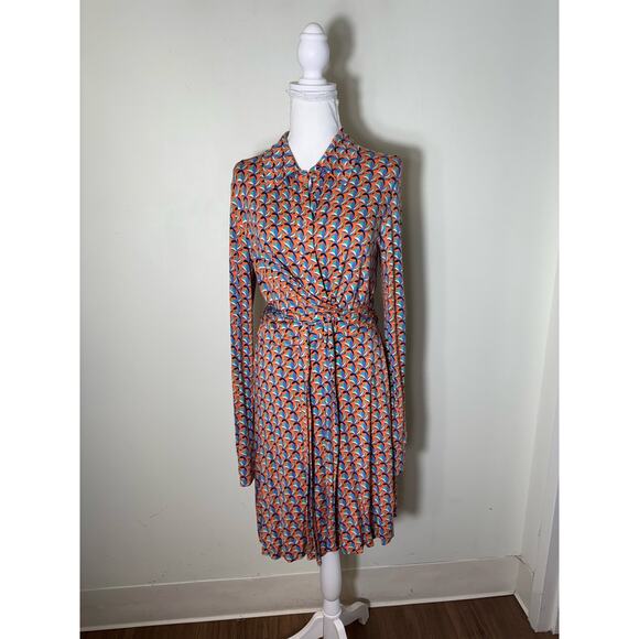 Diane Von Furstenberg Dresses & Skirts - Diane Von Furstenberg Orange Long Sleeve Classic Knee Length Wrap Dress Sz M